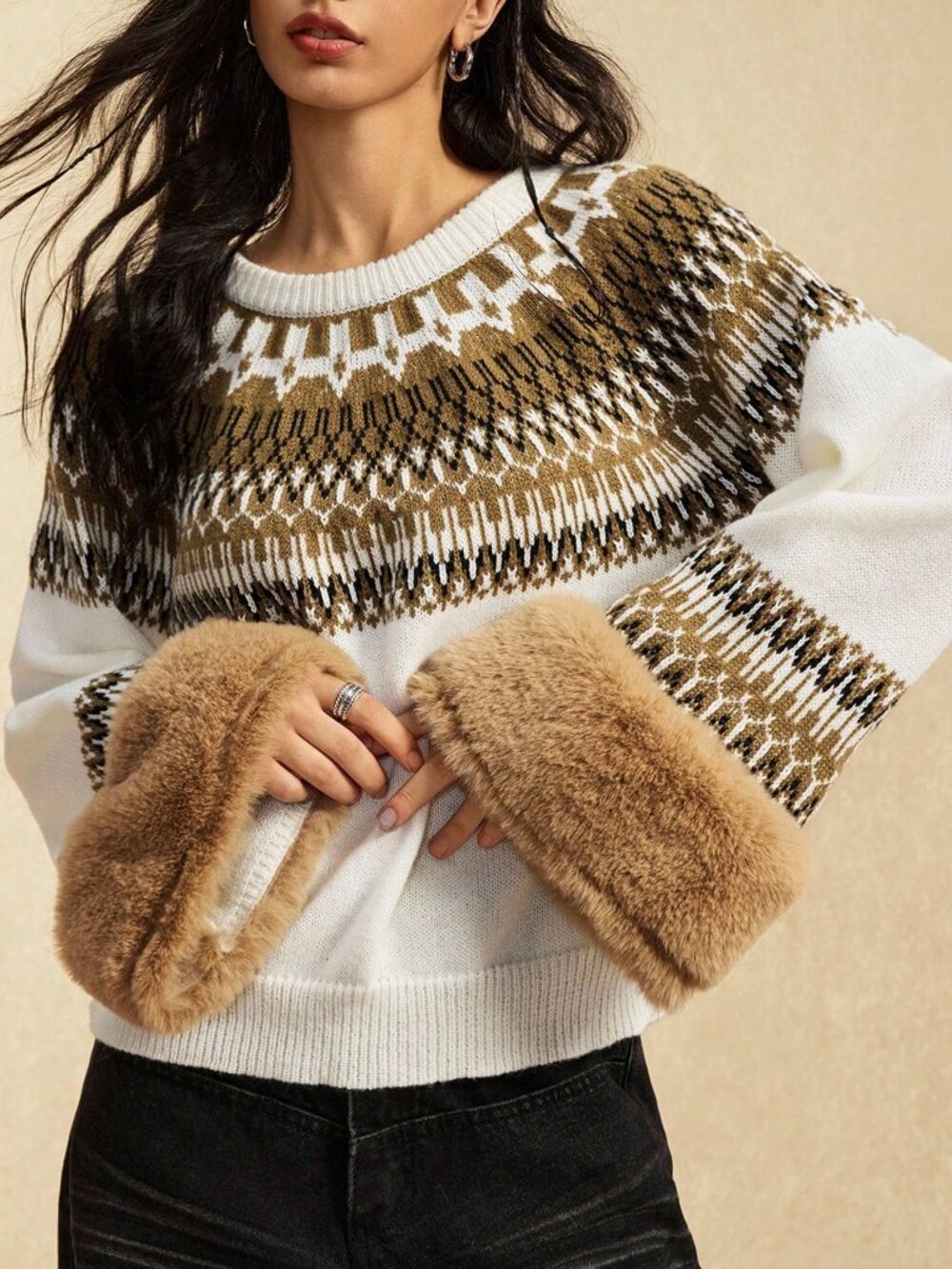 Multicolor Casual Women's Rib-Knit Raglan Loose Round Neck Pullovers